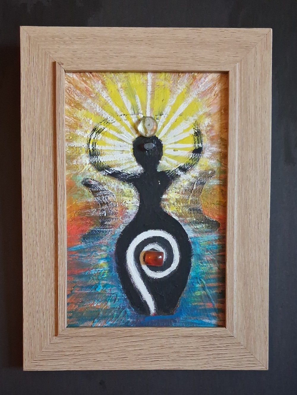 Handcrafted Black and Yellow Goddess Silhouette Wall Art